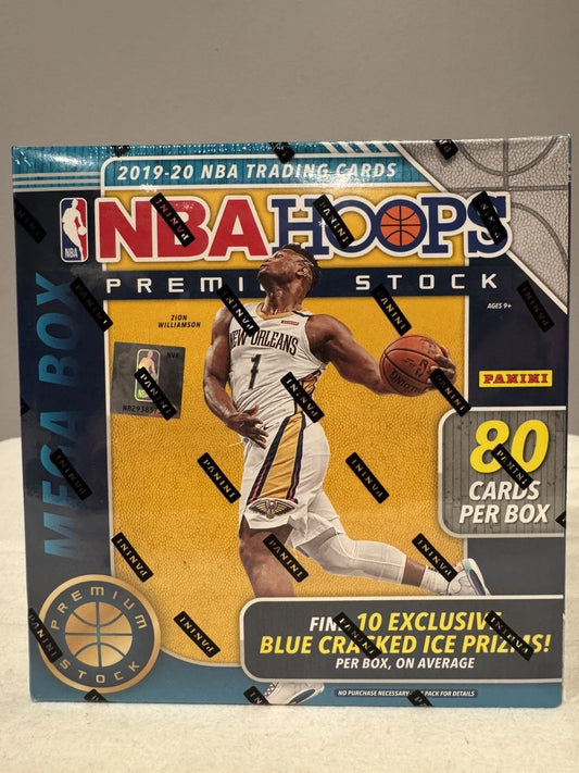 2019-20 NBA Hoops Premium Stock Mega Box Factory Sealed- Blue Cracked Ice Prizms